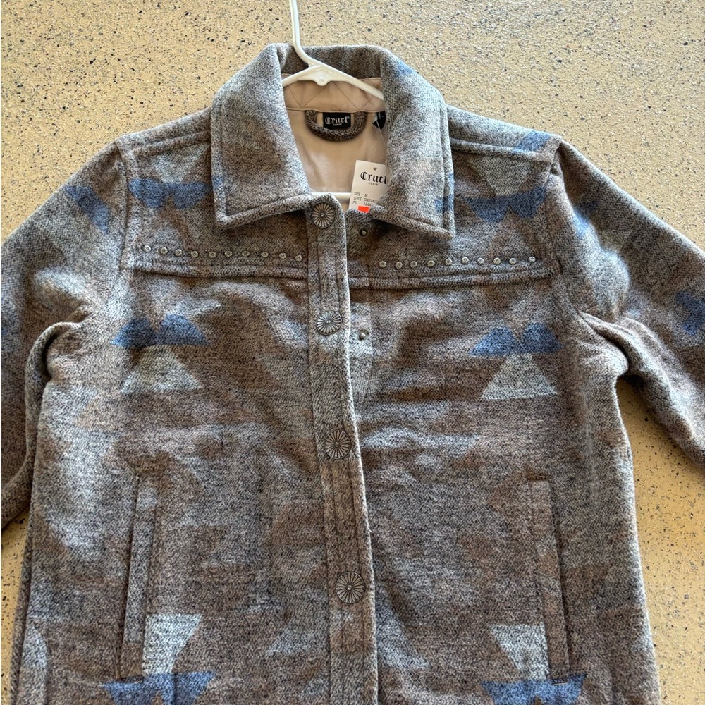 Cruel Girl Brown and Blue Patterned Blazer